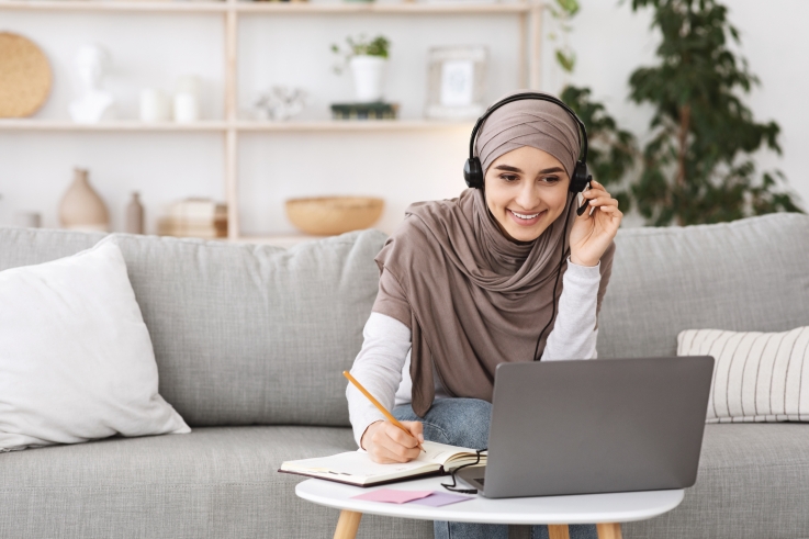 Muslim Woman Studying 
