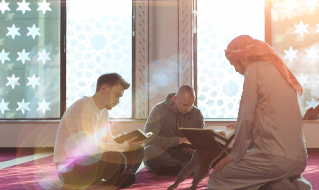 Muslim Men Reading Quran
